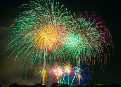 Fireworks exploding at night, illustrating injury risk