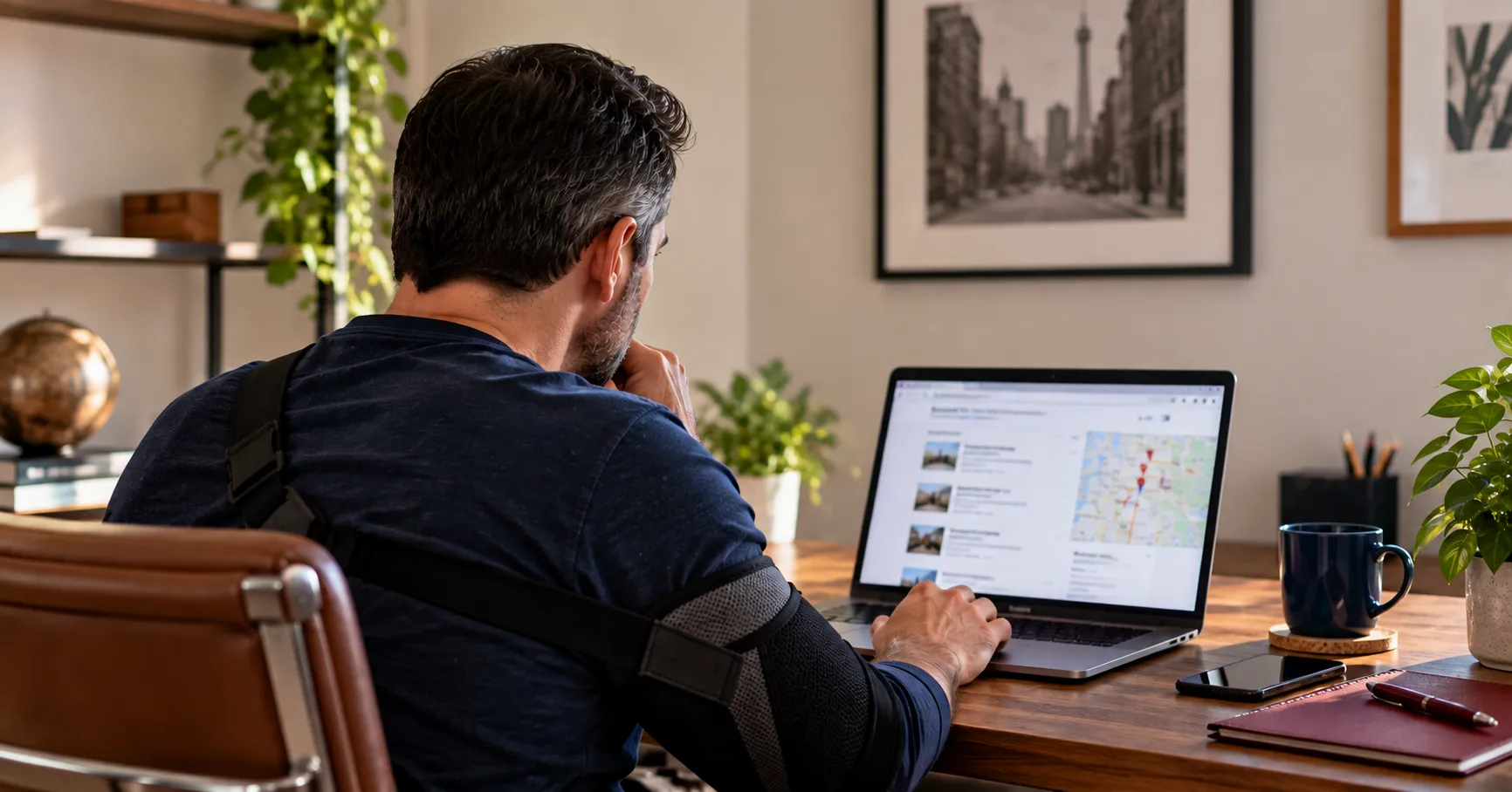 Man using a google to locate a personal injury attorney in Toronto