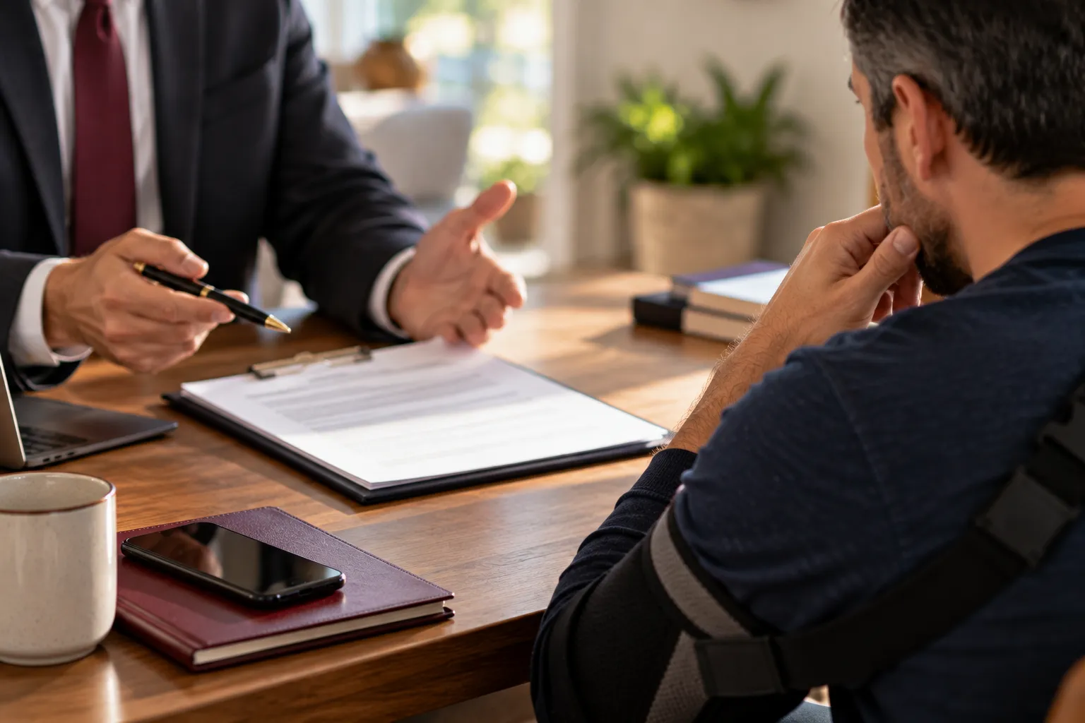Two men going over a contract